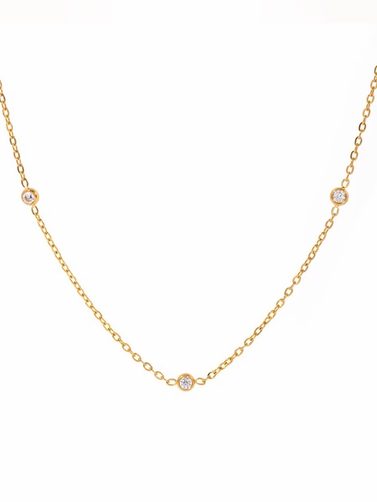 SahrzJewellery Jewelry - 18K Gold Plated Minimalist Bezel Cubic Zirconia Station Necklace